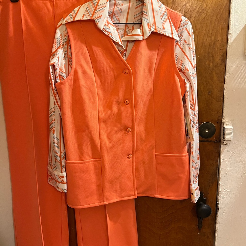 70s Vintage Pink Vest and Pants Set